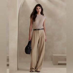 NWT! Banana Republic Tan Vasto Wide-Leg Italian Wool Pant - Multiple 🧡🧡